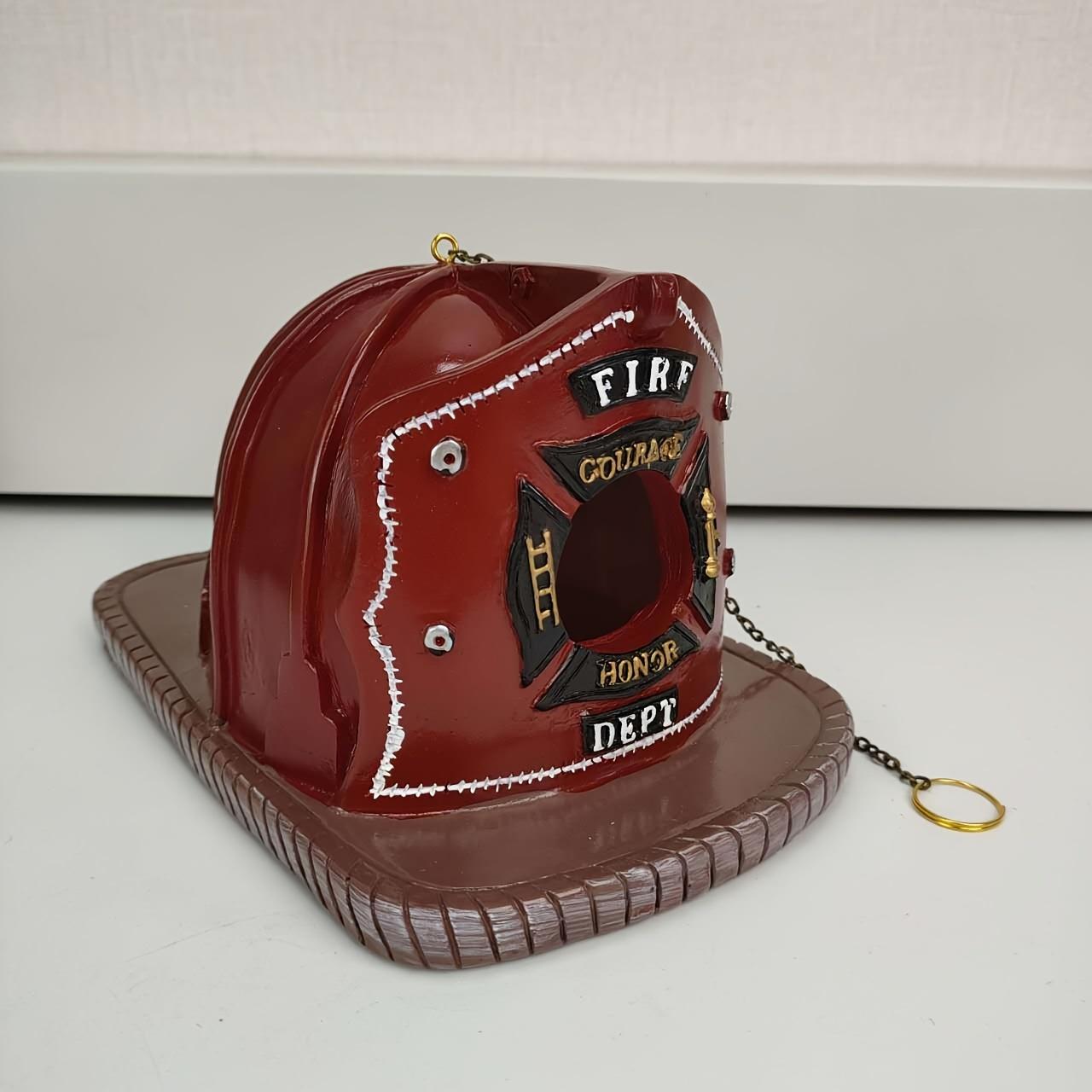 TEMU Vintage Firefighter Helmet Bird Nest Decoration For Outdoor Garden, Resembling A Birdhouse