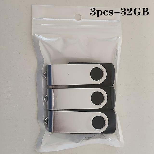 TEMU Set mit 3 schwarzen USB-Stick, erhältlich in den Kapazitäten 128MB, 4GB, 8GB und 32GB