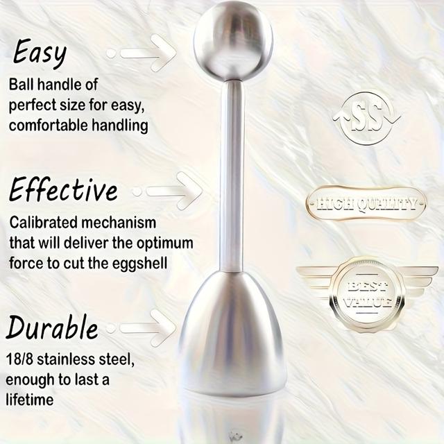 TEMU Easy-twist Egg Topper Tool | Perfectly Cut Soft Boiled Egg Shell Remover | Durable Stainless Steel | Handle | Ideal For Home And Professional Kitchens, Egg Shell Cutter