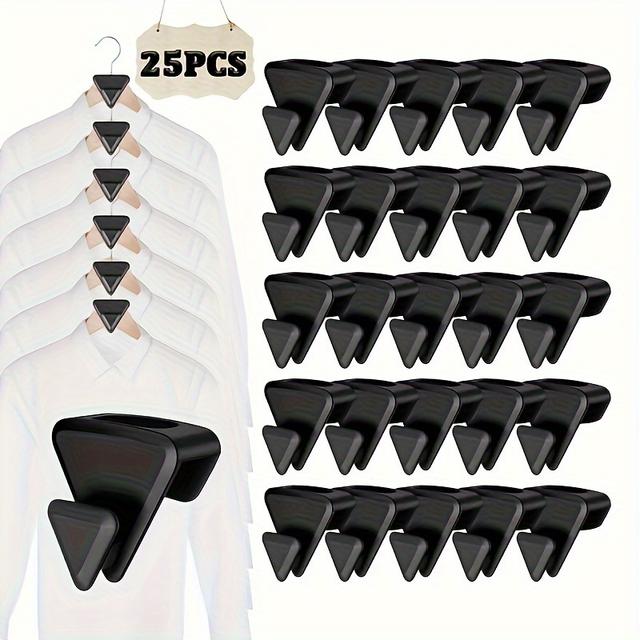 TEMU 25pcs Heavy Duty Space Saving Hanger Hooks, Black Plastic Closet Organizers, Cascading Connector Hooks For Wardrobe, , Prevents Tangling & Enhances Storage Efficiency