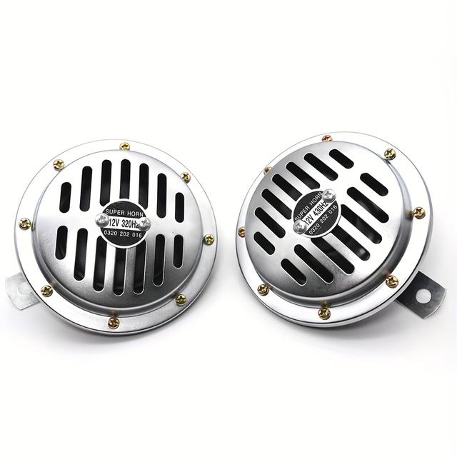 TEMU Car Electric Horn, Car Amplifier, 12v Electric Superhorn 1-pair 125mm Loud Chrome Car Air Horn, Suitable For Cars, Trucks, And Motorcycles