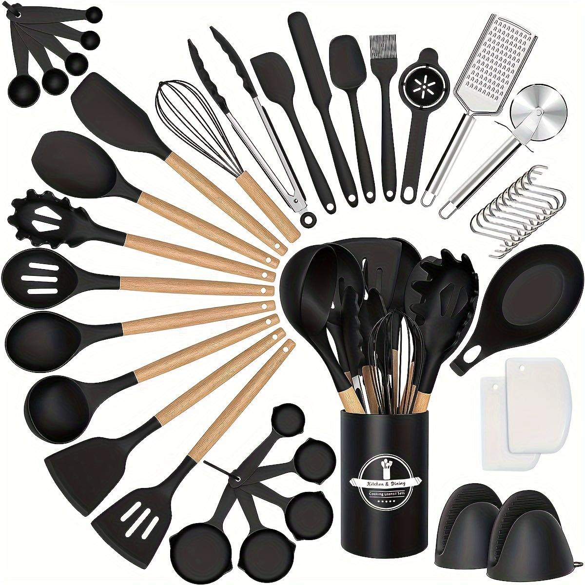 TEMU 43pcs Silicone Cookware Set Wooden Handle Kitchen Utensils Best Kitchen Gadgets For Baking, Cooking