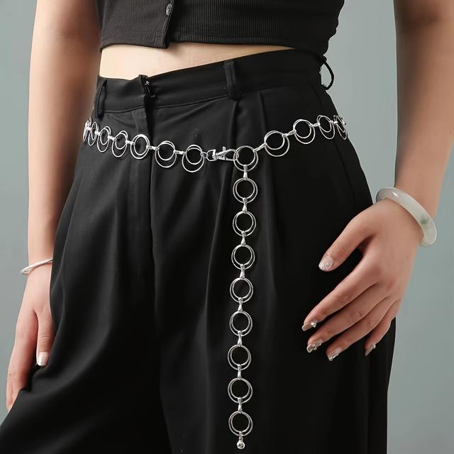 TEMU Accesorio de Cintura Grande Extendido, Cinta Delgada para Falda y Pantalón de Traje con Cadena Dorada Anillo Tendencia Europea y Americana