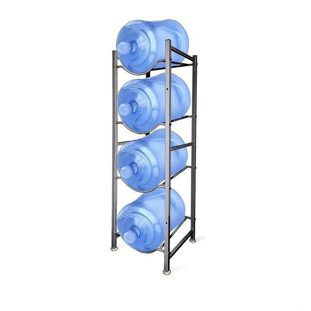 TEMU 4-tier Water Bottle Storage Rack, Heavy-duty Holder For 5-gallon Bottles, Ideal For Kitchen, Home, And Office, Assembly, Standing Shelf