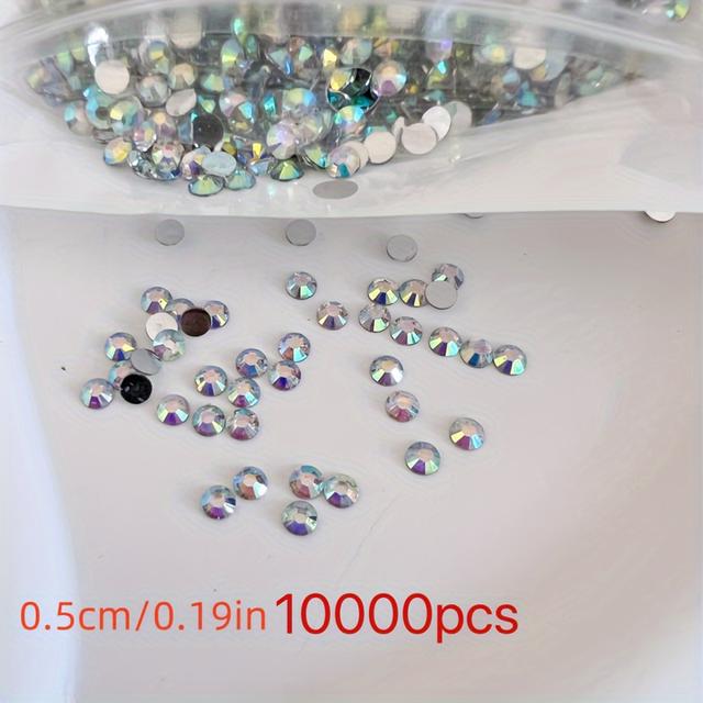 TEMU 10000 Pcs Crystal Ab Flatback Rhinestones, Non-hotfix Resin Gems For Nail Art, Diy Craft & Jewelry Making Accessories