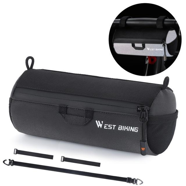 TEMU West Biking Large Capacity Bike Handlebar Bag - Heavy-duty Front Storage Bag With Adjustable Strap, Compatible With Bikes