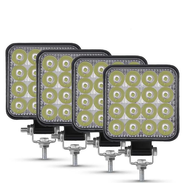 TEMU 48W Bande LED de voiture Lampe de travail MINI 16SMD Lampe de travail carrée 12V Lampe de voiture, Convient aux véhicules 4X4 for JEEP Trucks SUV ATV Barra LED Phares, batterie
