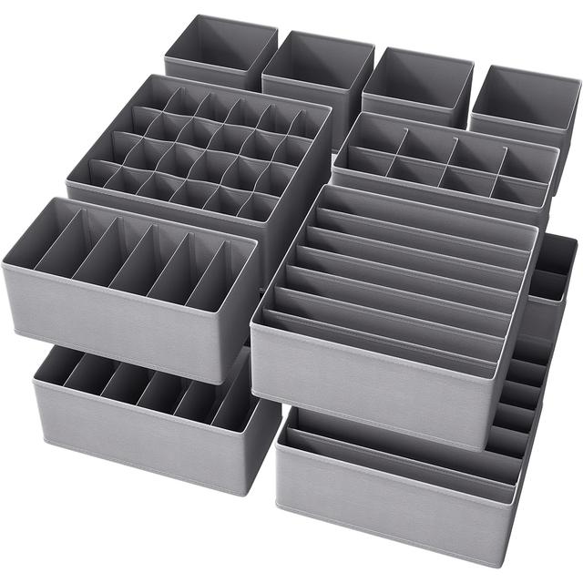 TEMU 12pcs Multi-compartment Drawer Organizer Underwear, Socks And Clothing - Home Organization Non-woven Divider Box, Home Organization Organizer Box, Home Organization Basket