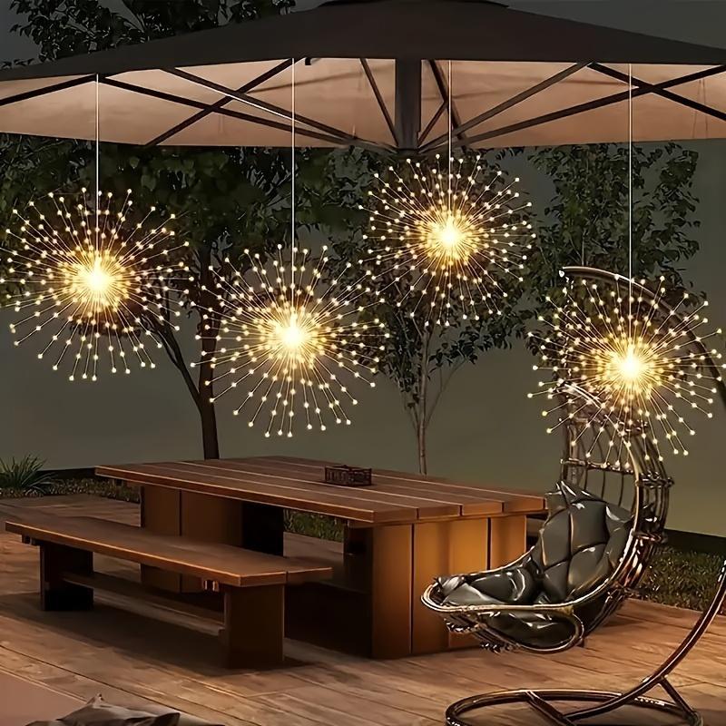 TEMU 180- Usb Chargeable Solar Fireworks String Lights Courtyard Lamp For Christmas Decoration, Outdoor Light Strip