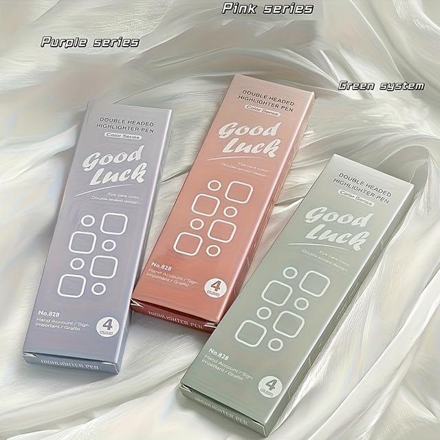 TEMU 12pcs Highlighter Pens Combo Set (4pcs Pink Series&4pcs Purple Series&4pcs ) - Double Headed, Dual Tips Marker, No Bleed, Water Based, Quick Dry For School, Office & Journal Supplies