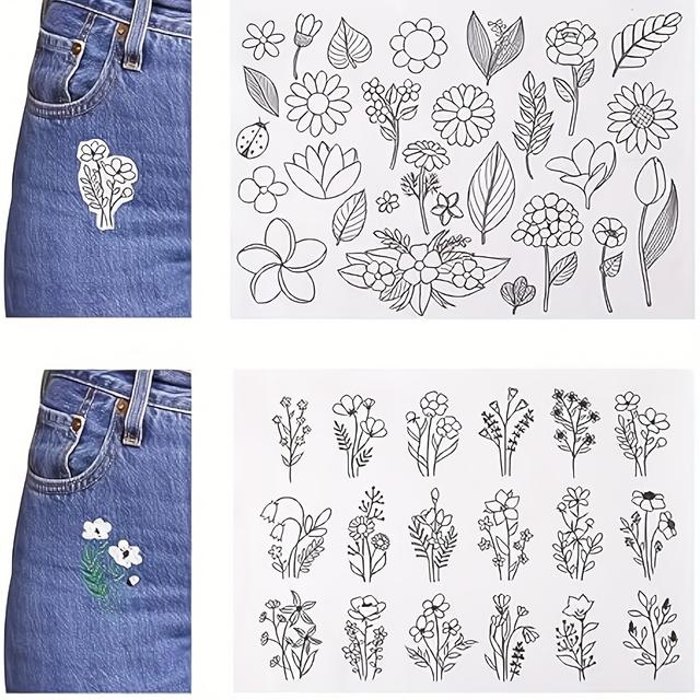 TEMU 46pcs Water-soluble Embroidery Patterns, Embroidery Paper With Pre-, Water-soluble For Embroidery, For Diy Hand Sewing On Bags, Hats, And Fabrics