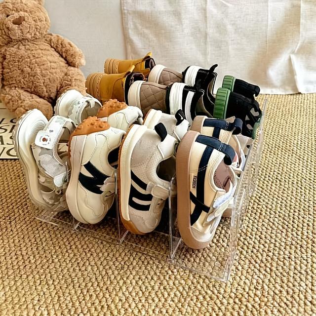 TEMU 2 قطعة رف أحذية شفاف متعدد الوظائف، منظف أحذية للمدخل موفر للمساحة مع أرفف قابلة للتعديل، تخزين أحذية متعدد الطبقات بسيط للاستخدام المنزلي، فواصل الأرفف