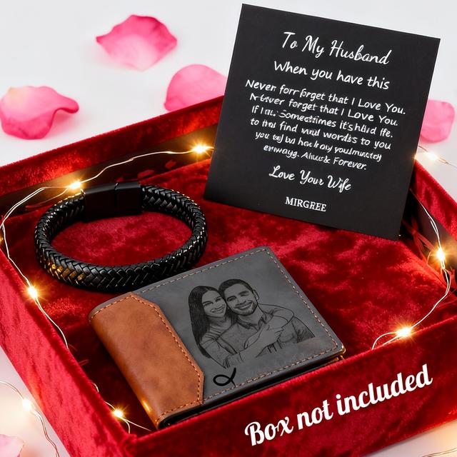 TEMU 3pcs Personalized Men' Leather Wallets - Custom Engraved Name/photo/picture, Trifold Wallet With Photo & Engravings, Dad Gifts Suitable For Him, Son, Father' Day Gifts