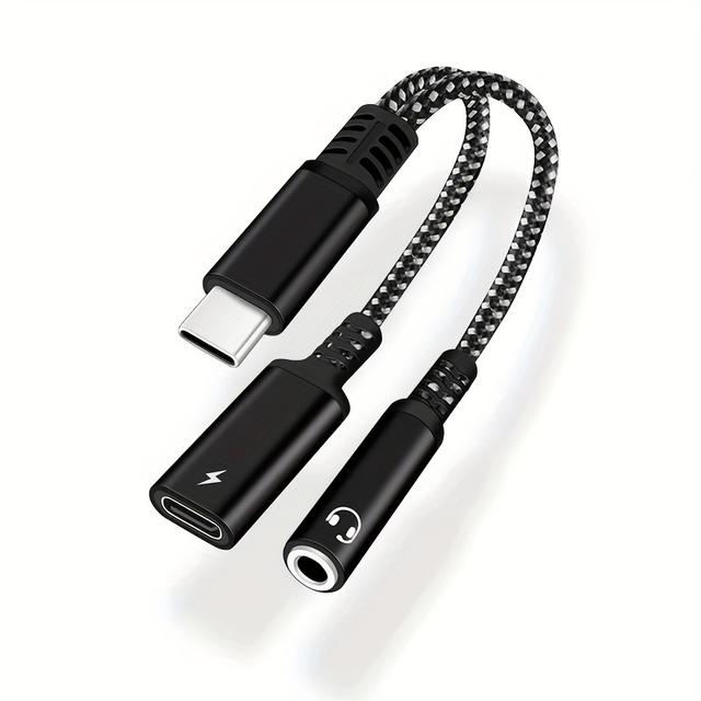 TEMU 60w Pd 2-in-1 Usb C To Aux Audio Adapter Cable - Works With Multiple Devices, High- Compatible With Iphone 15/ /google/oppo/xiaomi And Other Type- Devices