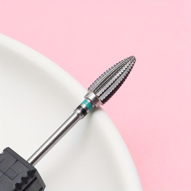 TEMU Steel Nail Drill Bit, 1pc - Professional Large Spiral Tapered Carbide Milling Cutter, Unscented - Manicure Tool For Nail Art