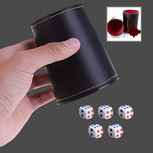 TEMU 5 Würfel, leise Samt-Futter, geeignet für Partyspiele, Partyspielwürfel, Bar-Spiel-Siebbecher, ideal für Weihnachten