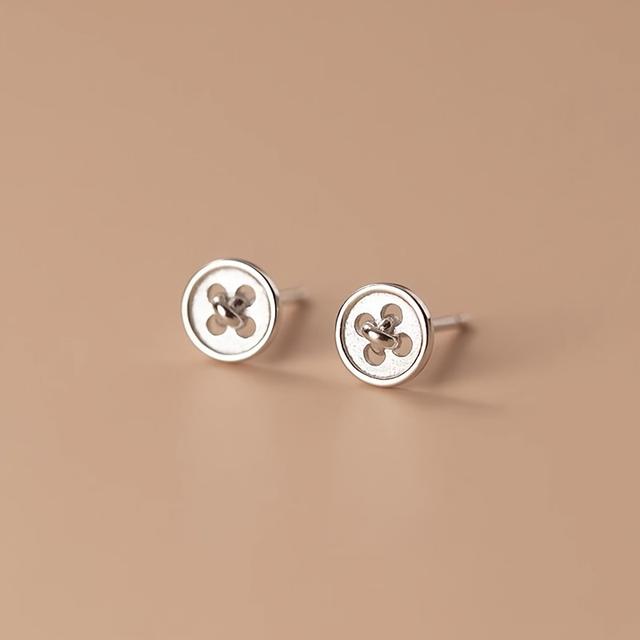 TEMU 1 Pair Exquisite Small Button Stud Earrings For Women, Fashionable Design Button Men's Earrings, Cute Button Studs, Minimalist Unisex Earrings, Anniversary Birthday Gift