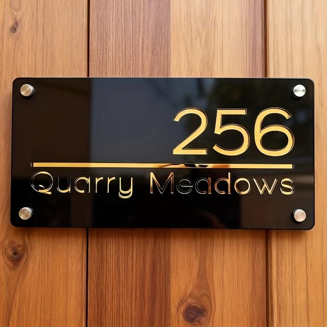 TEMU Customized Acrylic Sign, Double-layer Street Address Marker, Wall-mounted Home Decor, Multifunctional, Suitable For Outdoor Use, No Power Required, Door Hanging Design