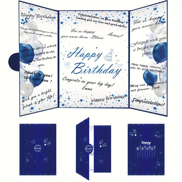 TEMU 1pc, un Livre de Messages Artisanal, Livre de Messages de Fête d'Anniversaire Bleu, un Album Souvenir Polyvalent Adapté aux Messages de Fête d'Anniversaire, aux Bénédictions et aux Suggestions