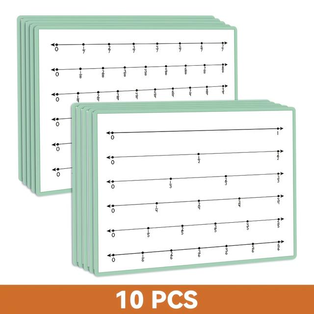 TEMU Dry Erase Fraction Number Lines - 10 Pack Math Whiteboard Set | Tools For Students | Homeschool & Classroom Must Have Math Learning Tools