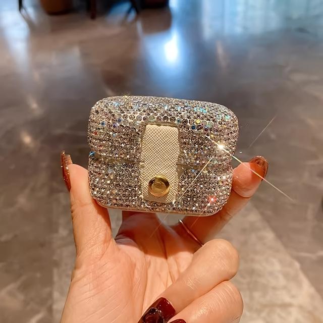 TEMU 1pc Light Luxury Square Ring Jewelry Box Inlaid Desktop Multi-functional Earring And Stud Storage Box Exquisite Small Jewelry Organizer