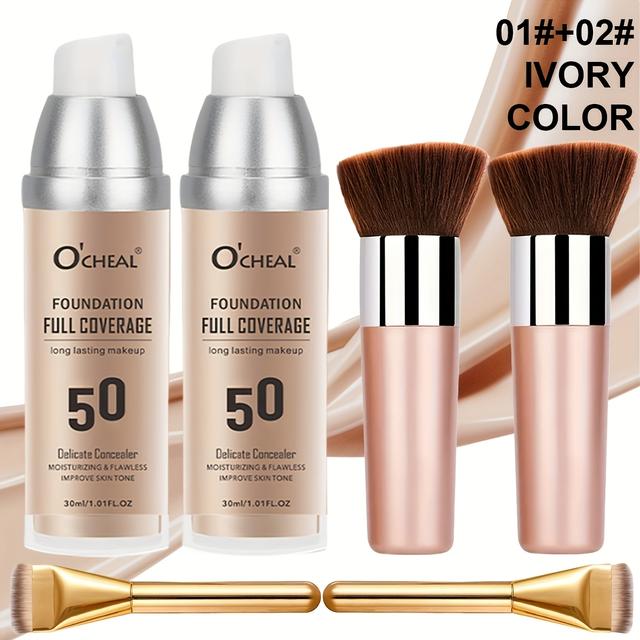 TEMU Cushion Foundation/ High-quality Makeup Brush Set With High Coverage, , Matte Spray Makeup Kit, Suitable For Mature Light Beige, Light Beige, Natural, #