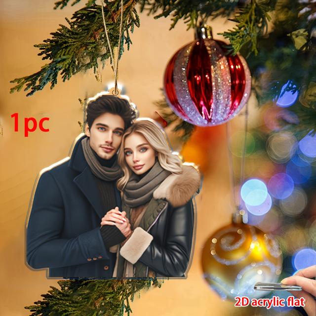 TEMU [2d Flat] [2d Flat] 1pc Or 3pcs Of Personalized Christmas Photo Pendants, Featuring 2d Acrylic Flat High-definition Printing With A Double-sided , Suitable For Home Decoration, Hanging On A Tree