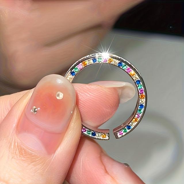 TEMU 1 bague ajustable à incrustation avec synthétique, cadeau idéal pour , convient pour les quotidiens, les fêtes, les vacances, les festivals de musique et les banquets