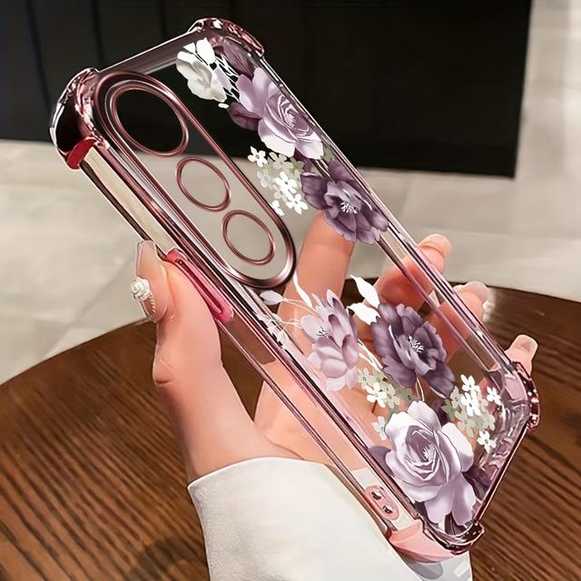 TEMU حافظة هاتف - حافظة مقاومة للصدمات مطلية بالكهرباء بأربعة زوايا لهاتف VIVO V50 Lite V40، V40Lite 4G/5G (إندونيسيا)، V29E V27 V30 5G بحدود ساطعة وتصميم شفاف