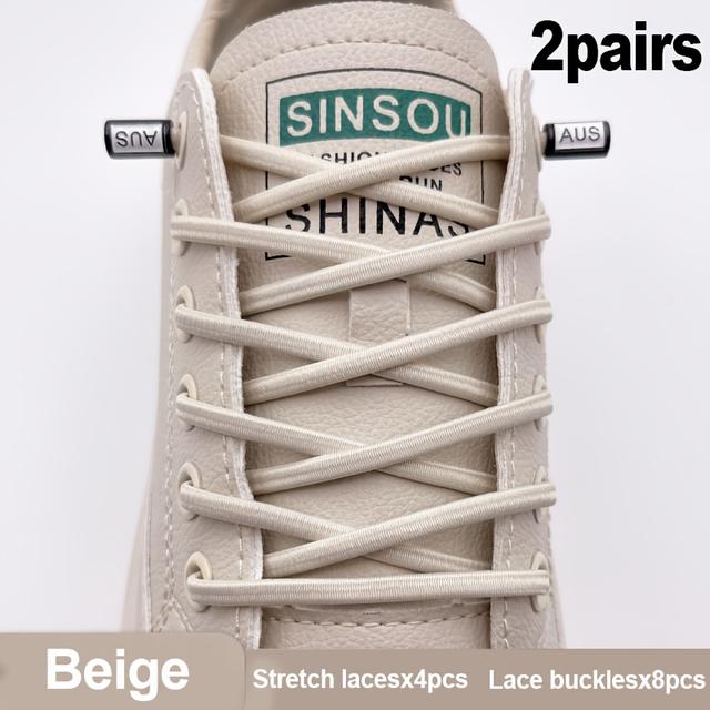 TEMU Of No-tie Shoelaces For Men And Women, Elastic Flat Round Shoelace Buckles, No-tie Fastening Solution