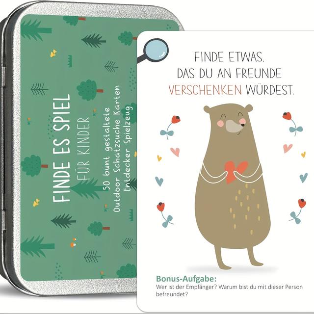 TEMU BIROYAL Outdoor-Spiel, Schatzsuche-Spiel, inklusive 50 Erkundungskarten, geeignet für Erkundungen im Freien und zur Entdeckung der Natur, ist ein Spiel für draußen.