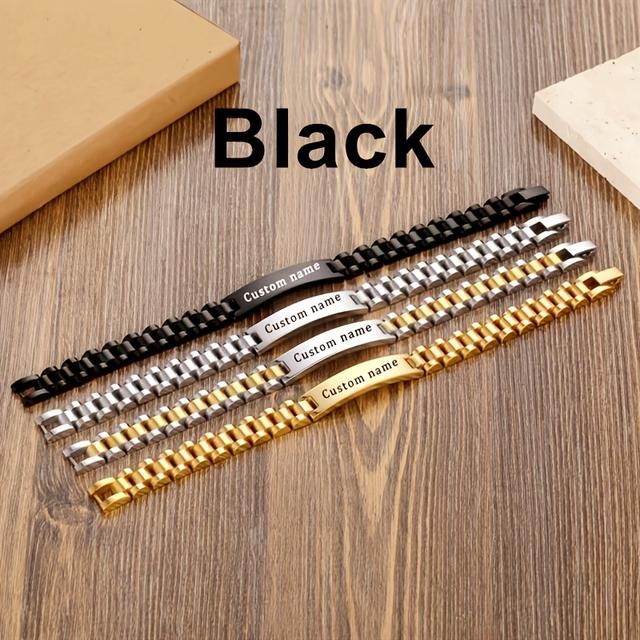 TEMU Personalisiertes graviertes Herrenarmband - Benutzerdefinierter Textgravierung, geeignet für modische Alltagskleidung und Geschenke für Geburtstage/Jahrestage, verwendbar in allen Jahreszeiten