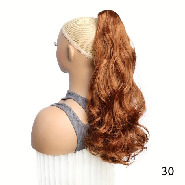 TEMU 20-inch Long Curly Synthetic Ponytail Extension - Heat-resistant, Claw Clip In Hair Accessory For Women - Versatile Options For Halloween & Christmas