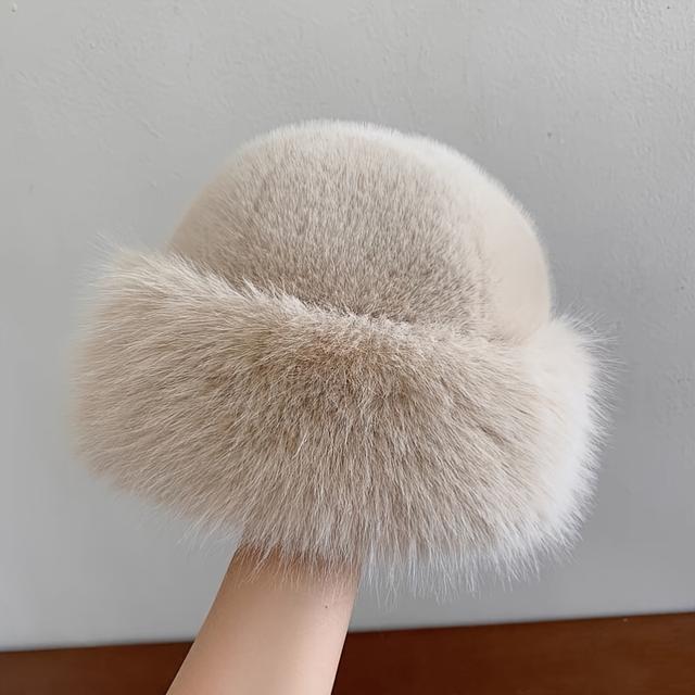 TEMU Gorro de terciopelo nuevo otoño-invierno 2025, , piel de visón, estilo femenino elegante y esponjoso