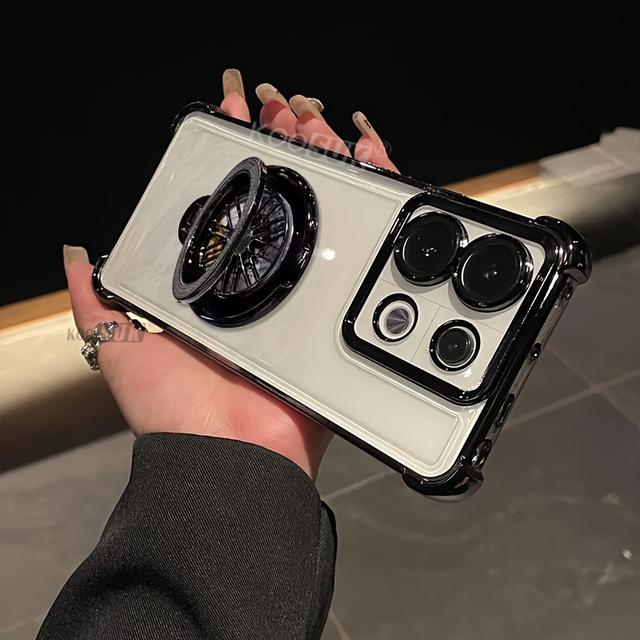 TEMU transparente para Xiaomi Pro 4G 5G con ruedas giratorias, soporte de anillo , carcasa para teléfono a prueba de golpes, cubierta trasera