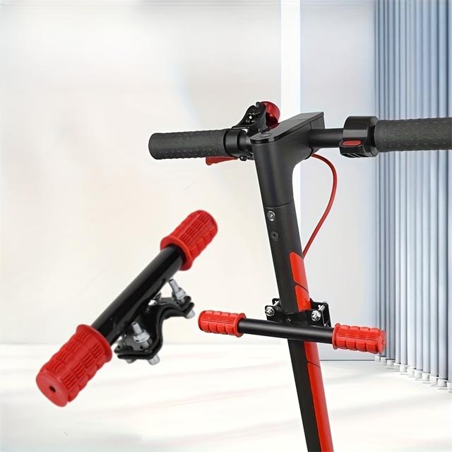 TEMU 1pc Nonslip Adjustable Scooter Handlebar - Stainless Steel, Red Accents, Secure Locking Mechanism For Control On Your Skate