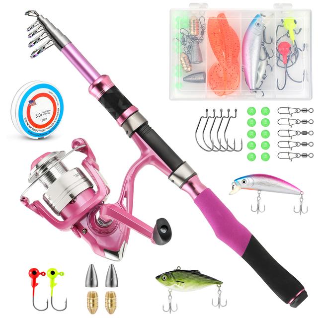 TEMU Damen Teleskop Angelrute Rolle Kombi, Spinnrute, speziell für Frauen entwickelte Angelrute