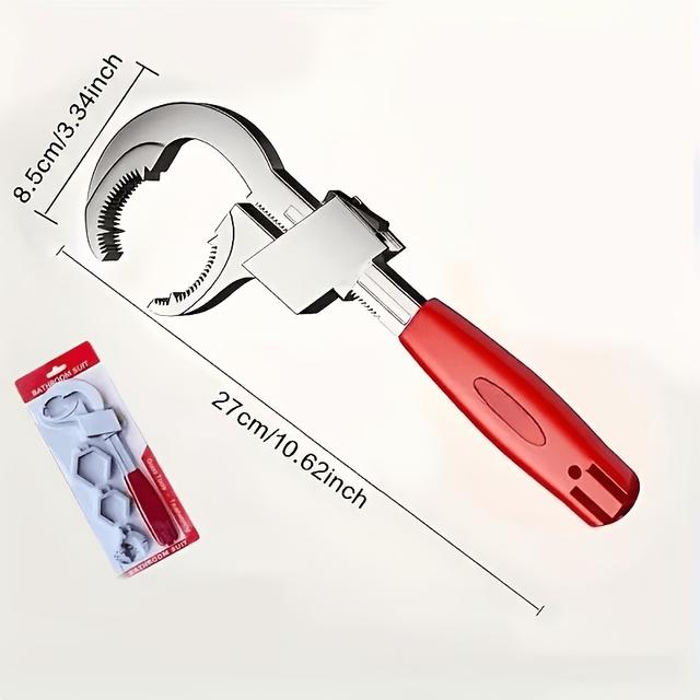 TEMU 1 pieza - Llave Multiusos para Fregadero, Llave para Baño, Llave Curva Serrada, Placa Ajustable, Herramienta de Instalación de Fontanería para Fregadero