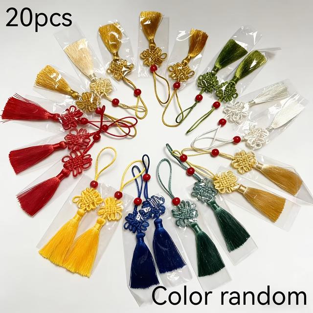 TEMU 20 Mini Chinese Knot Tassels | Handcrafted Polyester Tassels For Wedding Decor, Handmade Pendants, Home Decor, New Year Gifts, And More - Battery-free Decoration
