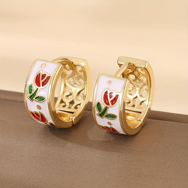 TEMU Elegant Vintage-inspired Hoop Earrings - Nickel-free Copper, Casual Attire & Gifting