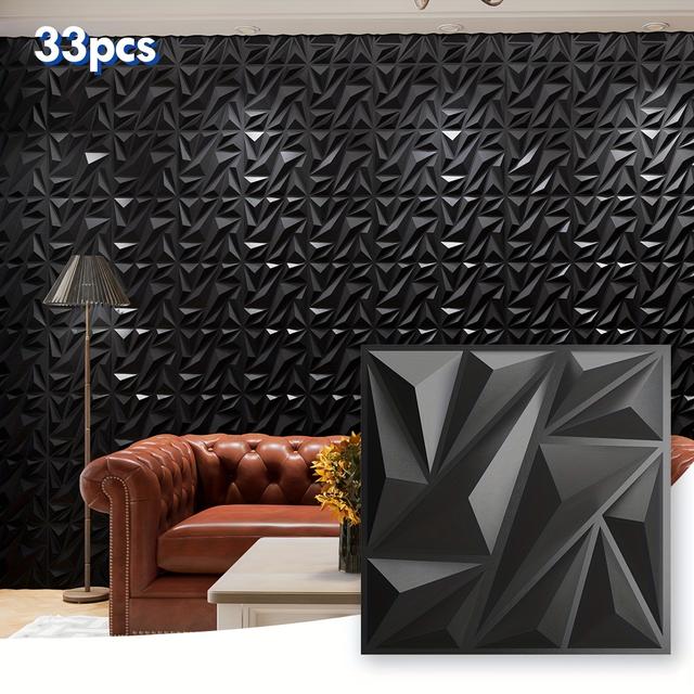 TEMU 33ピース 3DダイヤモンドPVC壁パネル、テクスチャードジオメデザイン、11.8"x11.8" (30cmx30cm)、リビン、ベッドルーム、キッチン、TV背景用モダンインテリア壁装飾、特徴壁装飾、会社ロゴ壁、、美的部屋装飾
