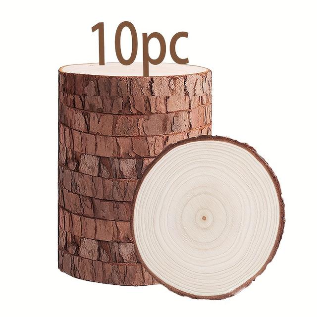 TEMU 10 Pieces Of Diy Round Wood Slices, Wooden Table Decor Pieces, Wooden Craft Slices, Wedding/family/party/christmas Decorations - Unfinished Wood Slices