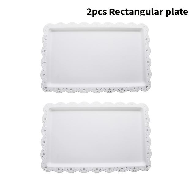 TEMU Juego de 2 platos de plástico estilo europeo, bandeja para postres de mousse, rectangular para pastelería, de postre estilo , de plástico para tazas, para snacks, para pastel y fruta