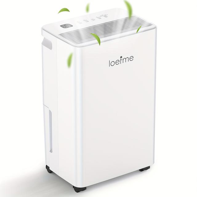 TEMU Loefme Electric Dehumidifier 12.5l/24h With Digital Humidity Display, 24h Timer, Continuous Drainage, Room Dehumidifier, Laundry Drying, Suitable For Home/cellar.