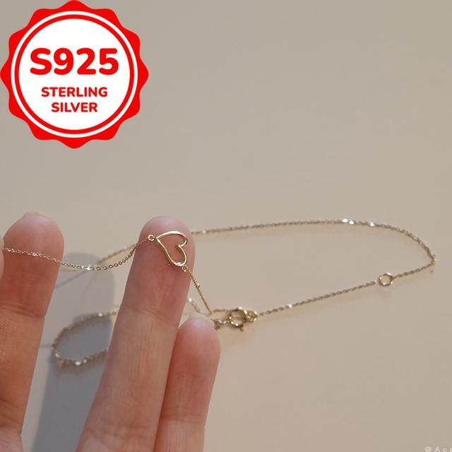 TEMU 925 Silver Heart Necklace For Women - Minimalist, Versatile Pendant With Small Collarbone Chain Accessory For