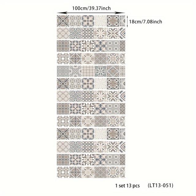 TEMU Stair Sticker, Tile Sticker, Peel And Paste Stair Sticker Vinyl Strip Sticker Sticker Sticker Waterproof Removable Wall Sticker 100cm * 18cm * 13pcs/1 Set