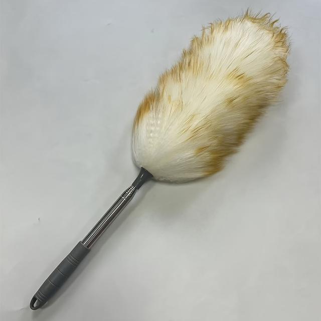 TEMU Retractable Lambswool Dusting Rod, Natural Long Feather Duster, For Cleaning Fans, Ceilings, Bookshelves, Home And Office