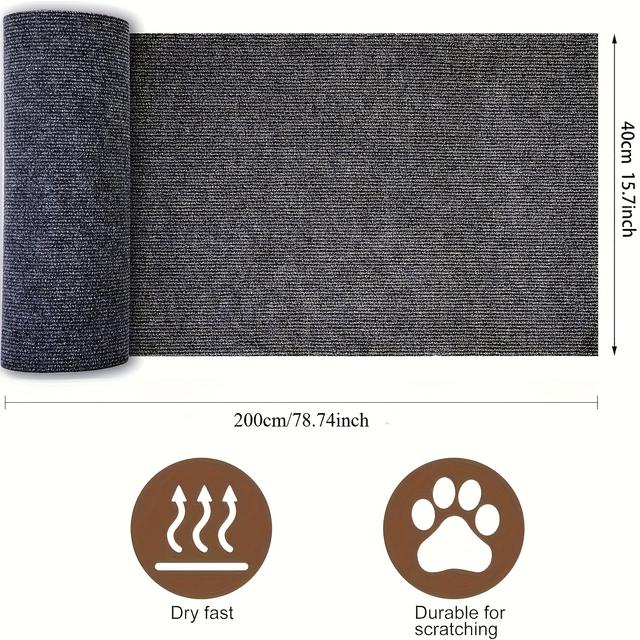 TEMU 1 Roll, Cat Scratch Mat, Self-adhesive Polyester Fiber, Trim-to-fit, Decorative Scratch Pad For Cat Tree, Wall, Sofa Protector