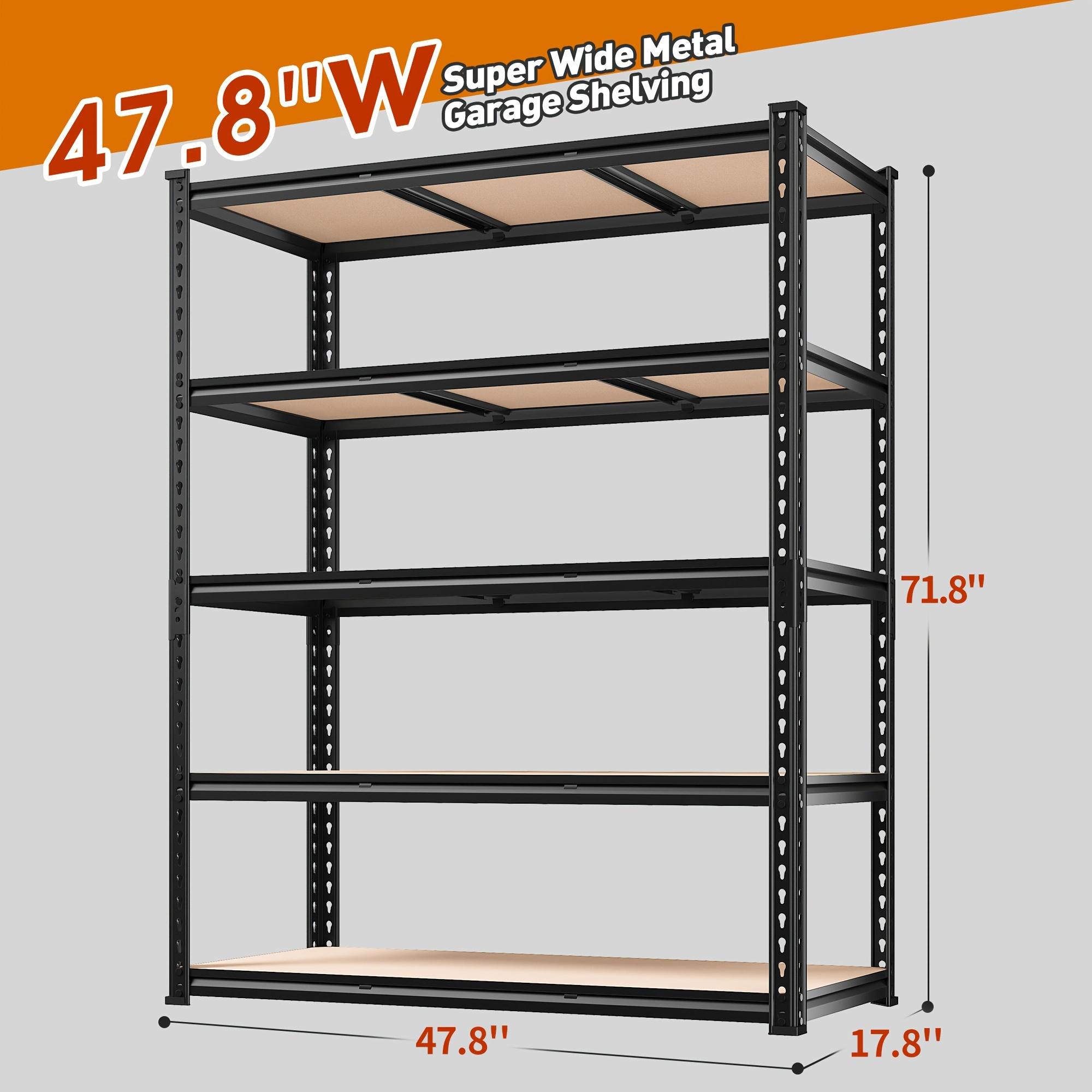 TEMU Reibii Heavy Duty Storage Shelves - 5-tier Adjustable Metal Garage Shelving Unit, Standing Utility Shelf Racks For Pantry , 72" H X 48" W X 18" D, Utility Shelves
