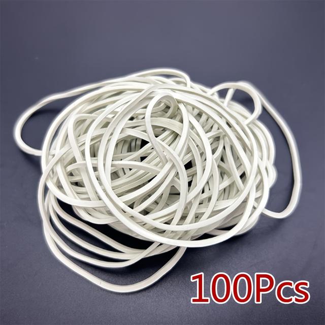 TEMU Balení kusů bílých gumiček s vysokou elasticitou, syntetická , pružné a odolné gumičky pro kancelář, školní potřeby, balení, organizaci v kuchyni a řemeslné práce.